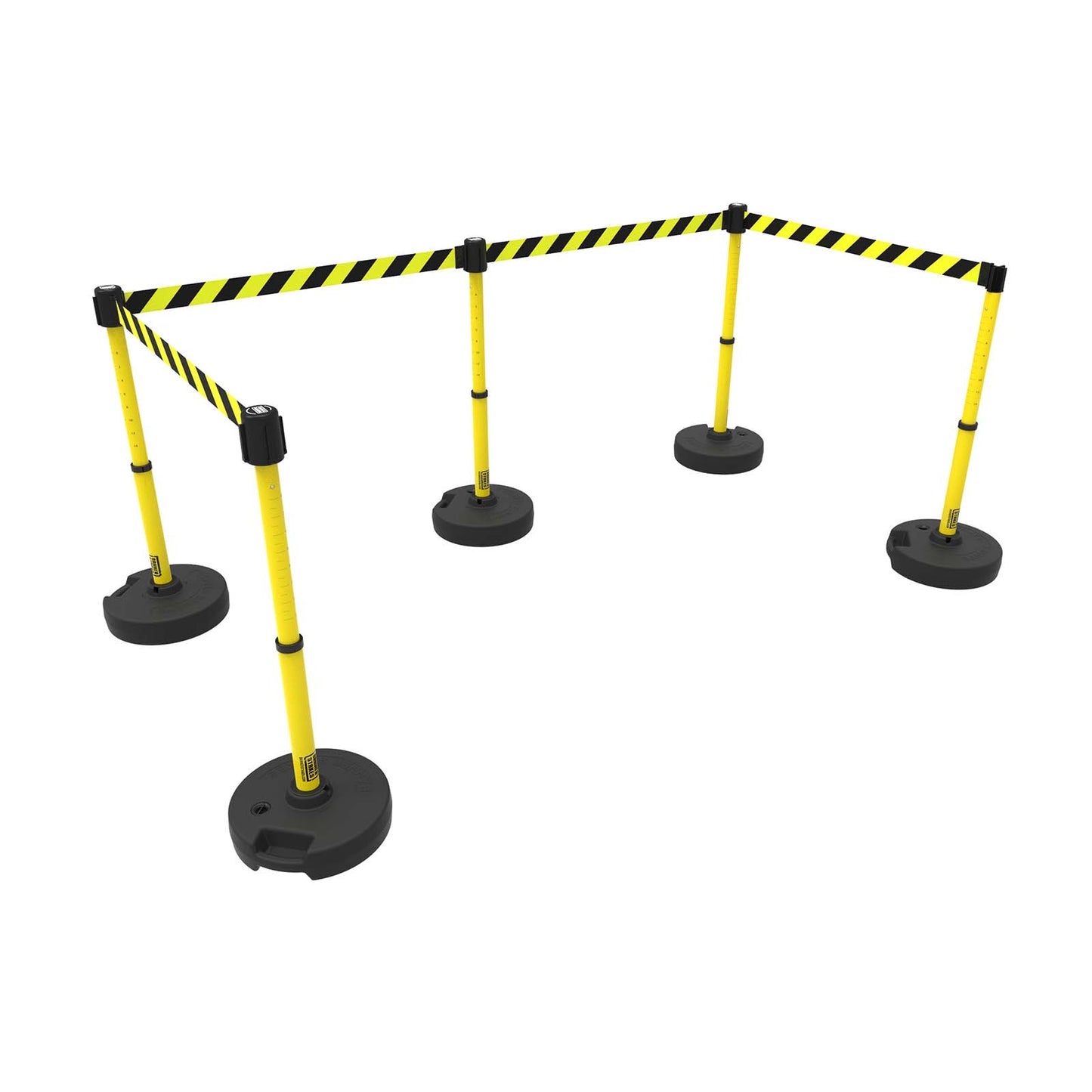 Banner Stakes PL4591 PLUS Barrier Set X5, Yellow/Black Diagonal Stripe