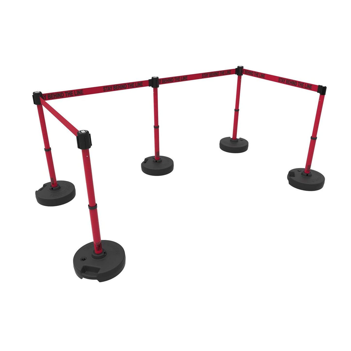 Banner Stakes PL4595 PLUS Barrier Set X5, Red "Stay Behind the Line"