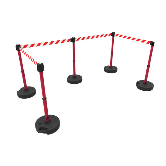 Banner Stakes PL4598 PLUS Barrier Set X5, Red/White Diagonal Stripe