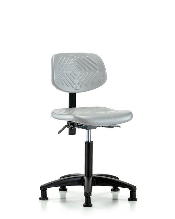 Blue Ridge Ergonomics PMBCH-RG-T0-A0-NF-RG-GRY Polyurethane Chair - Medium Bench Height with Stationary Glides in Gray Polyurethane