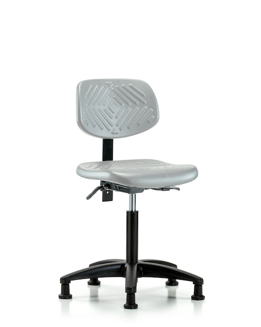 Blue Ridge Ergonomics PMBCH-RG-T0-A0-NF-RG-GRY Polyurethane Chair - Medium Bench Height with Stationary Glides in Gray Polyurethane