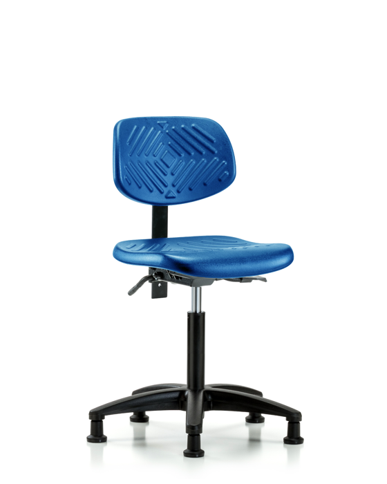 Blue Ridge Ergonomics PMBCH-RG-T1-A0-NF-RG-BLU Polyurethane Chair - Medium Bench Height with Seat Tilt & Stationary Glides in Blue Polyurethane