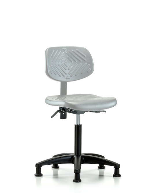 Blue Ridge Ergonomics PMBCH-RG-T1-A0-NF-RG-GRY Polyurethane Chair - Medium Bench Height with Seat Tilt & Stationary Glides in Gray Polyurethane