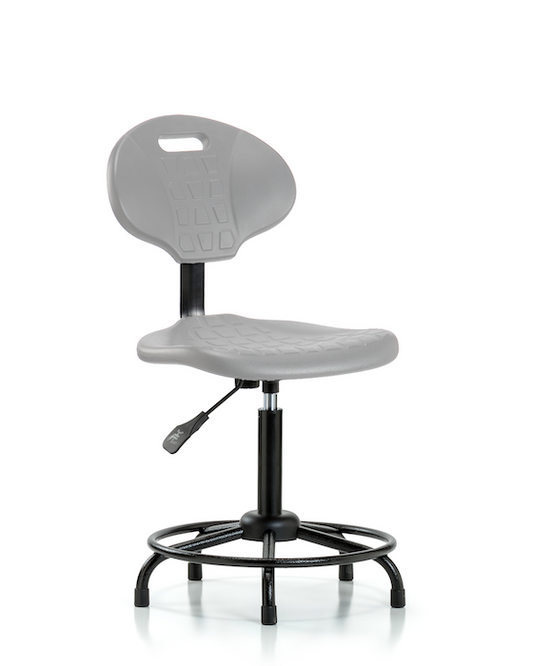 Blue Ridge Ergonomics PMBCH-RT-T0-A0-RG-GRY Polyurethane Chair Round Tube Base - Medium Bench Height with Stationary Glides in Gray Polyurethane