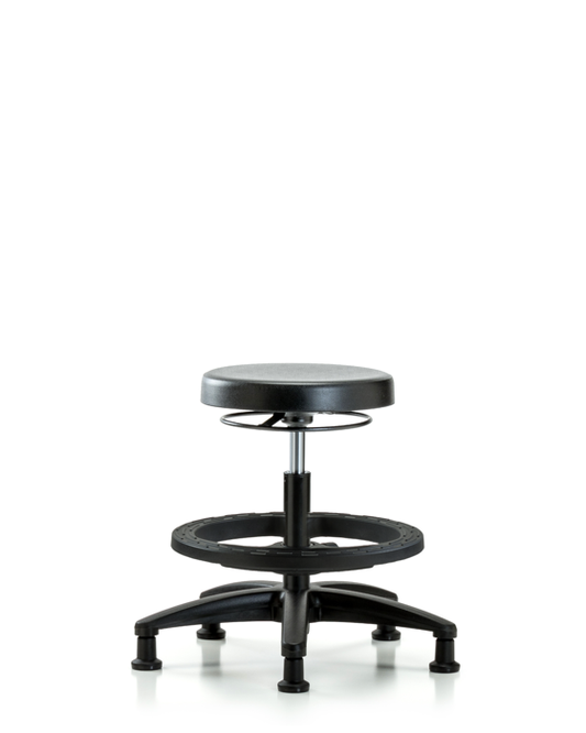 Blue Ridge Ergonomics PMBSO-RG-BF-RG Polyurethane Stool - Medium Bench Height with Black Foot Ring & Stationary Glides