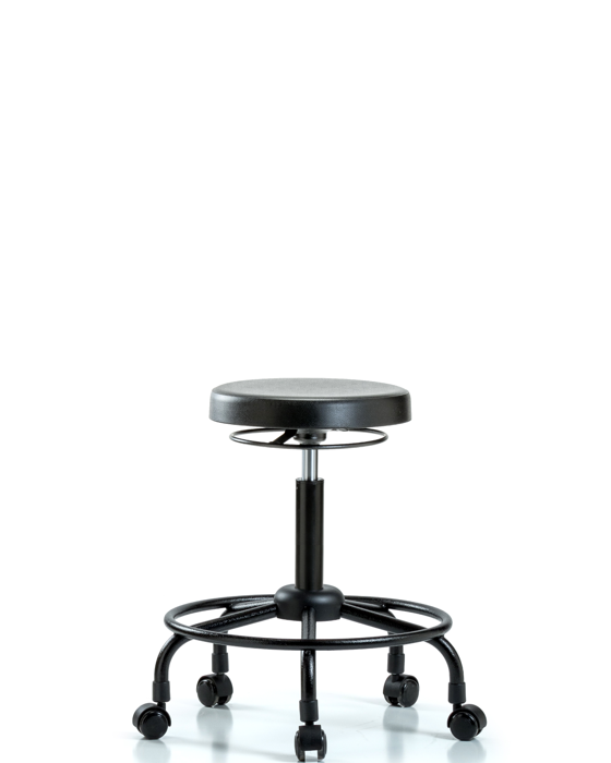 Blue Ridge Ergonomics PMBSO-RT-RC Polyurethane Stool - Medium Bench Height with Round Tube Base & Casters