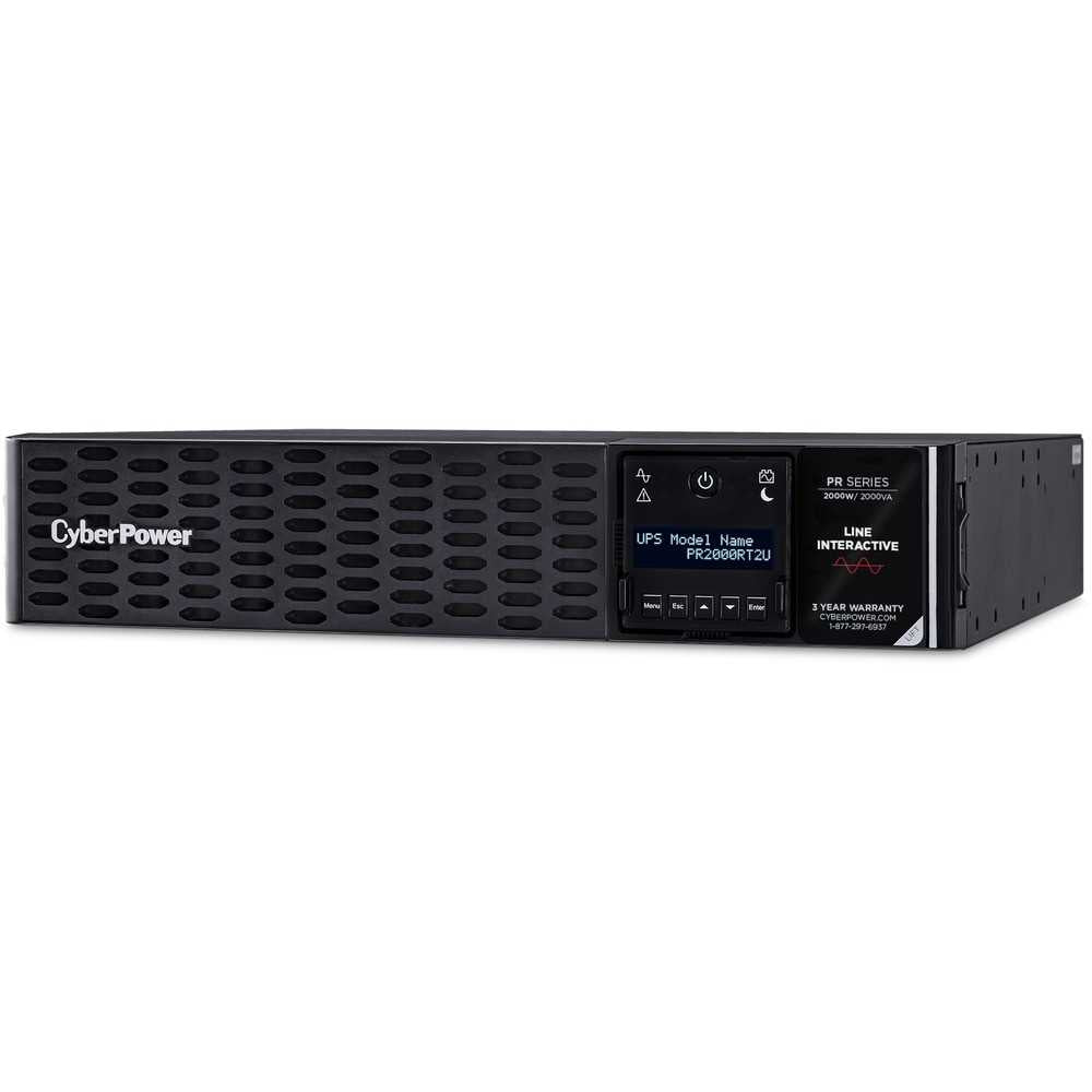 CyberPower PR2000RT2UN New Smart App Sinewave UPS Systems - 2000VA/2000W, 120 VAC, NEMA 5-20P, 2U, Rack / Tower, Sine Wave, 8 Outlets, LCD, PowerPanel® Business, $400000 CEG, 3YR Warranty