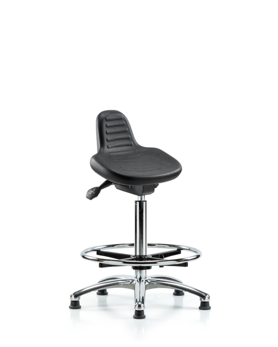 Blue Ridge Ergonomics PSTSS-CR-CF-RG Polyurethane Sit-Stand Chrome - Standing Height with Chrome Foot Ring