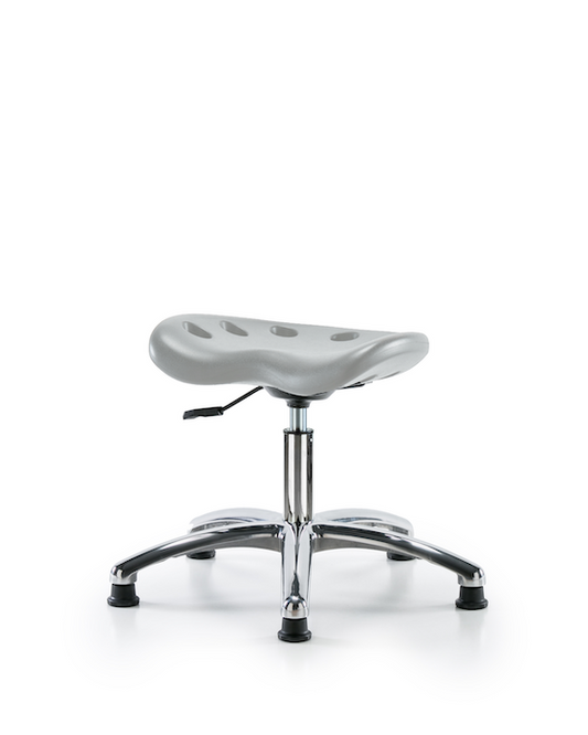 Blue Ridge Ergonomics PTDHSL-CR-RG-GRY Polyurethane Tractor Stool Chrome - Desk Height with Stationary Glides in Gray Polyurethane