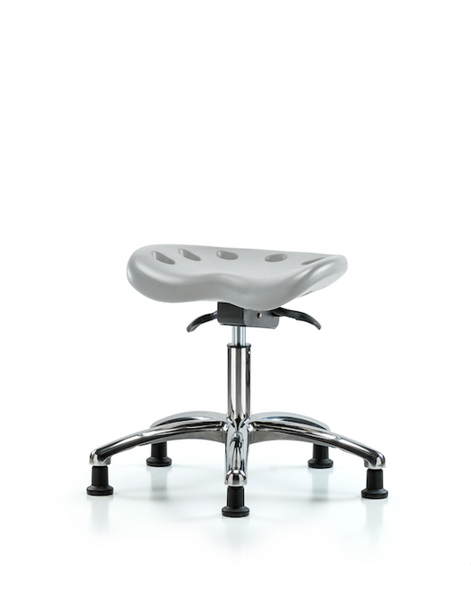 Blue Ridge Ergonomics PTDHSO-CR-RG-GRY Polyurethane Tractor Sit-Stand Stool Chrome - Desk Height with Stationary Glides in Gray Polyurethane