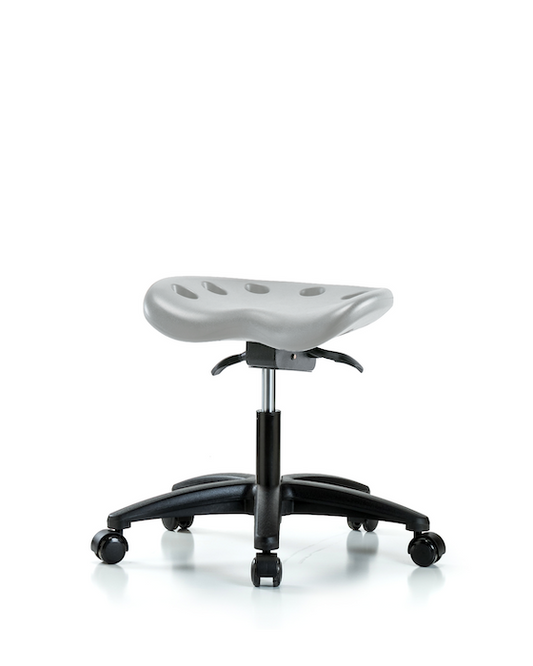 Blue Ridge Ergonomics PTDHSO-RG-RC-GRY Polyurethane Tractor Sit-Stand Stool - Desk Height with Casters in Gray Polyurethane