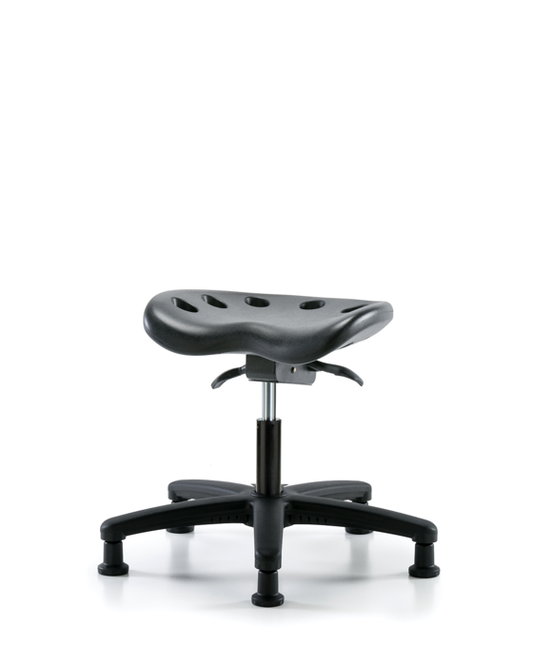 Blue Ridge Ergonomics PTDHSO-RG-RG-BLK Polyurethane Tractor Sit-Stand Stool - Desk Height with Stationary Glides in Black Polyurethane