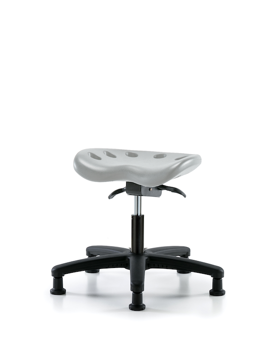 Blue Ridge Ergonomics PTDHSO-RG-RG-GRY Polyurethane Tractor Sit-Stand Stool - Desk Height with Stationary Glides in Gray Polyurethane