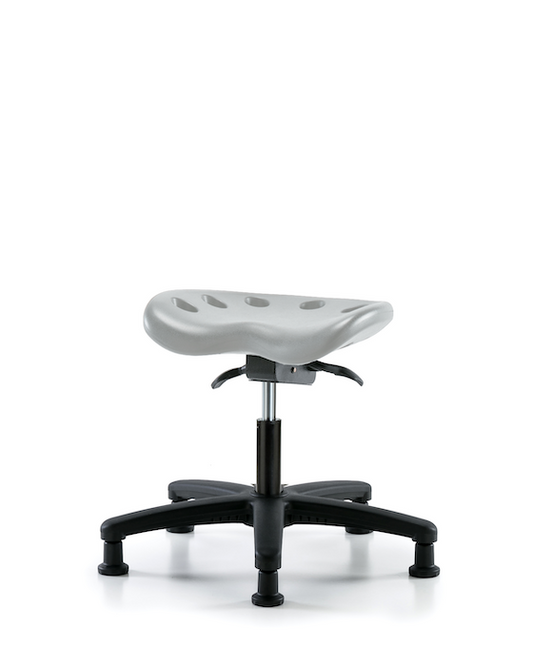 Blue Ridge Ergonomics PTDHSO-RG-RG-GRY Polyurethane Tractor Sit-Stand Stool - Desk Height with Stationary Glides in Gray Polyurethane