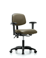 Blue Ridge Ergonomics VMBCH-MB-RG-T1-A1-NF-RC-8809 Rutledge Vinyl Chair - Medium Bench Height with Medium Back, Seat Tilt, Adjustable Arms, & Casters in Taupe Supernova™ Vinyl