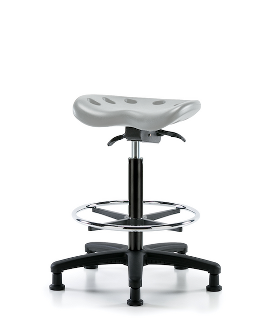 Blue Ridge Ergonomics PTHBST-RG-CF-RG-GRY Polyurethane Tractor Sit-Stand with Chrome Foot Ring in Gray Polyurethane