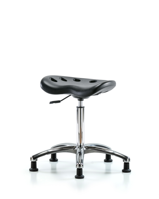Blue Ridge Ergonomics PTMBSL-CR-NF-RG-BLK Polyurethane Tractor Stool Chrome - Medium Bench Height with Stationary Glides in Black Polyurethane