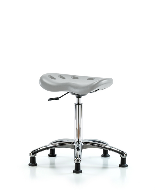 Blue Ridge Ergonomics PTMBSL-CR-NF-RG-GRY Polyurethane Tractor Stool Chrome - Medium Bench Height with Stationary Glides in Gray Polyurethane