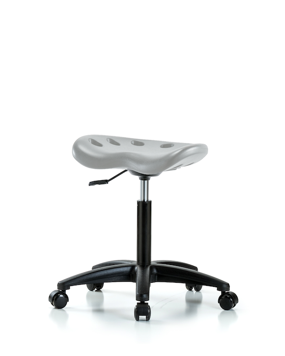 Blue Ridge Ergonomics PTMBSL-RG-NF-RC-GRY Polyurethane Tractor Stool - Medium Bench Height with Casters in Gray Polyurethane