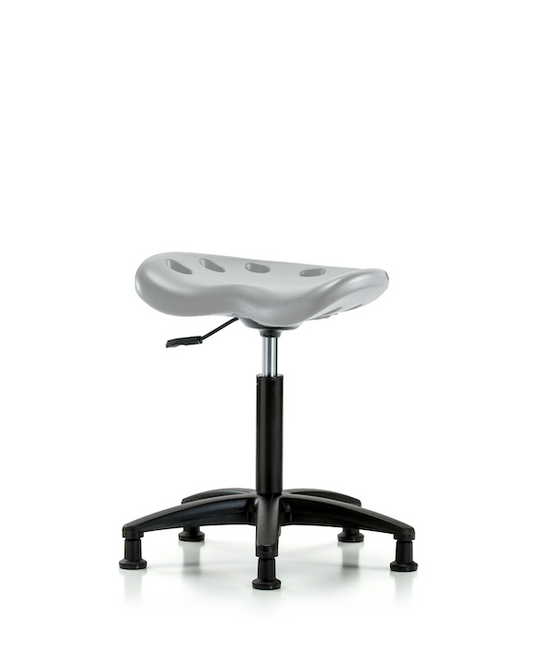Blue Ridge Ergonomics PTMBSL-RG-NF-RG-GRY Polyurethane Tractor Stool - Medium Bench Height with Stationary Glides in Gray Polyurethane