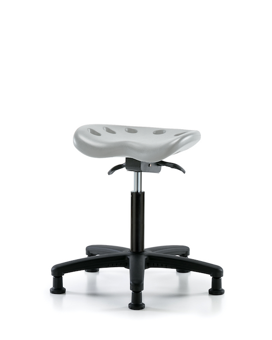 Blue Ridge Ergonomics PTMBSO-RG-NF-RG-GRY Polyurethane Tractor Sit-Stand Stool - Medium Bench Height with Stationary Glides in Gray Polyurethane