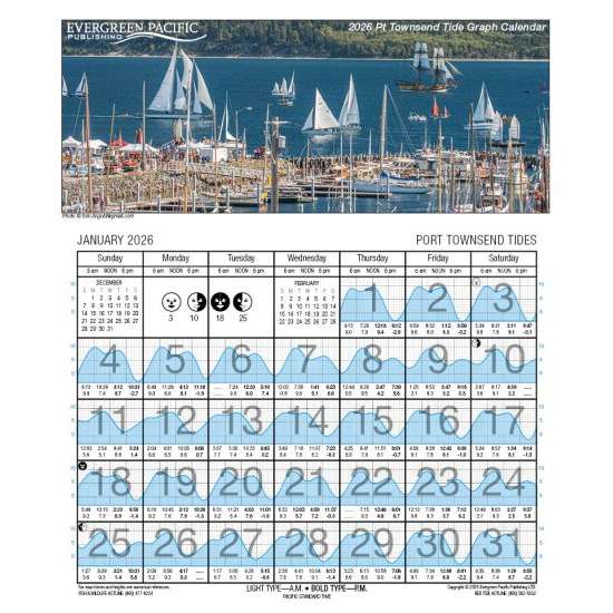 Paradise Clay EVE527 2026 Port Townsend Tide Graph Calendar