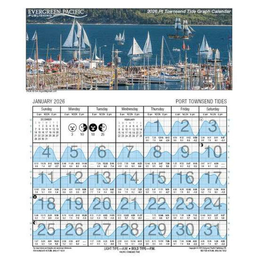Paradise Clay EVE527 2026 Port Townsend Tide Graph Calendar
