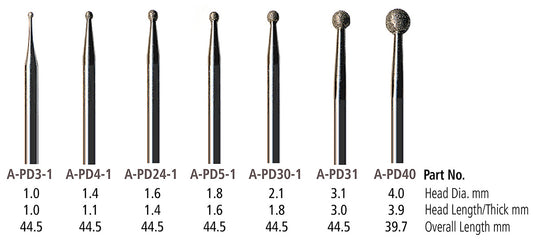Foredom A-PD31 Diamond Point, Round 3.1 X 2.7