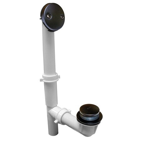 Jones Stephens P3752RB Oil Rubbed Bronze Two-Hole Toe Touch Bath Waste Kit, Tubular Full Kit, White Plastic