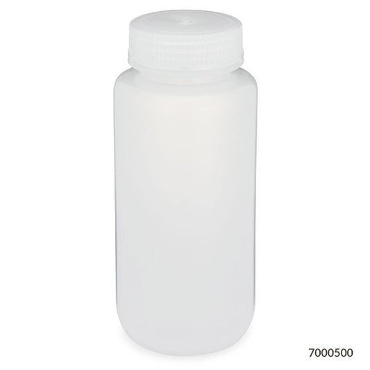 Globe Scientific 7000500 Bottle Wide Mouth PP Bottle Attached PP Screw Cap 500mL 12/Pack