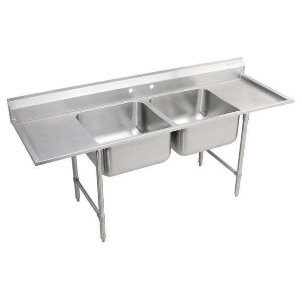 Elkay RNSF8248LR2 Rigidbilt® Stainless Steel 89-1/4" x 29-3/4" x 12-3/4" Floor Mount Double Compartment Scullery Sink Drainboard