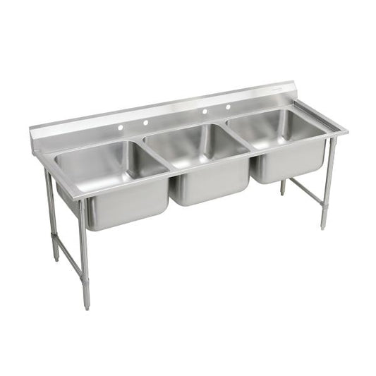 Elkay RNSF83544 Rigidbilt Stainless Steel 67-1/4" x 29-3/4" x 12-3/4" Floor Mount Triple Compartment Scullery Sink