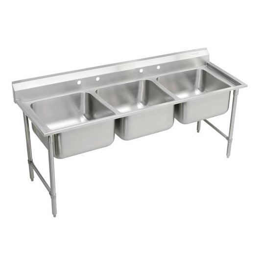 Elkay RNSF83724 Rigidbilt® Stainless Steel 85-1/2" x 29-3/4" x 12-3/4" Floor Mount Triple Compartment Scullery Sink