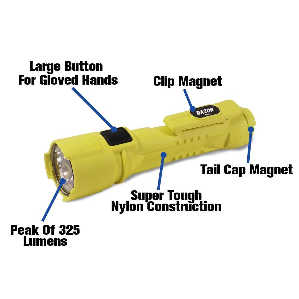 KBS 60160-B Razor, Yellow, 3-AA LED, Intrinsic (Batteries Included)