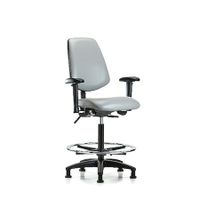 Blue Ridge Ergonomics VDHCH-MB-CR-T1-A1-CC-8567 Rutledge Vinyl Chair Chrome - Desk Height with Medium Back, Seat Tilt, Adjustable Arms, & Casters in Dove Trailblazer™ Vinyl