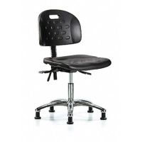 Blue Ridge Ergonomics HPDHCH-CR-T1-A0-CC-BLK Newport Industrial Polyurethane Chair Chrome - Desk Height with Seat Tilt & Casters in Black Polyurethane
