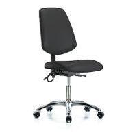 Blue Ridge Ergonomics ESD-VMBCH-MB-CR-T1-A0-NF-EC-ESDBLK Vinyl ESD Chair - Medium Bench Height with Medium Back, Seat Tilt, & ESD Casters in ESD Black Vinyl