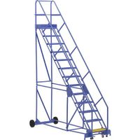Vestil LAD-13-21-P-EZ 166 H Steel Warehouse Ladder, 50 deg Perf, 13 Step, 21", 13 Steps