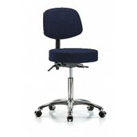 Blue Ridge Ergonomics FMBSO-CR-CF-CC-F45 Rutledge Fabric Stool without Back Chrome - Medium Bench Height with Chrome Foot Ring & Casters in Navy Fabric