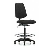 Blue Ridge Ergonomics FHBCH-RG-T0-A0-BF-RC-F42 Rutledge Fabric Chair - High Bench Height with Black Foot Ring & Casters in Black Fabric
