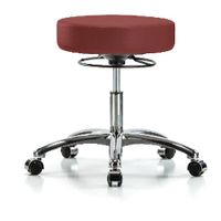Blue Ridge Ergonomics VDHSO-CR-CC-8501 Rutledge Vinyl Stool without Back Chrome - Desk Height with Casters in Adobe White Trailblazer™ Vinyl