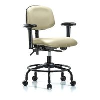 Blue Ridge Ergonomics VMBCH-RT-T0-A1-RG-8815 Rutledge Vinyl Chair - Medium Bench Height with Round Tube Base, Adjustable Arms, & Stationary Glides in Borscht Supernova™ Vinyl