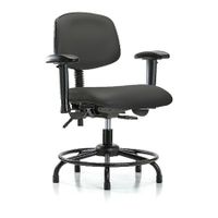 Blue Ridge Ergonomics NCR-VDHCH-MB-CR-T1-A1-RG-8605 Class 100 Vinyl Clean Room Chair - Desk Height with Medium Back, Seat Tilt, Adjustable Arms, & Stationary Glides in Charcoal Trailblazer™ Vinyl
