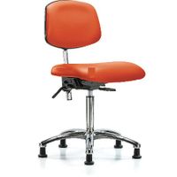 Blue Ridge Ergonomics NCR-VMBCH-CR-T0-A0-CF-CC-8613 Class 100 Vinyl Clean Room Chair - Medium Bench Height with Chrome Foot Ring & Casters in Orange Kist Trailblazer™ Vinyl