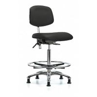 Blue Ridge Ergonomics NCR-VDHCH-CR-T1-A1-RG-8540 Class 100 Vinyl Clean Room Chair - Desk Height with Seat Tilt, Adjustable Arms, & Stationary Glides in Black Trailblazer™ Vinyl