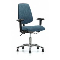 Blue Ridge Ergonomics FDHCH-CR-T0-A1-RG-F44 Rutledge Fabric Chair Chrome - Desk Height with Adjustable Arms & Stationary Glides in Gray Fabric