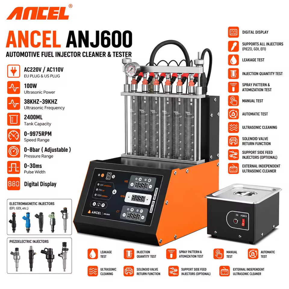 Ancel ANJ600 GDI+Piezo Car Injector Cleaner & Tester Machine