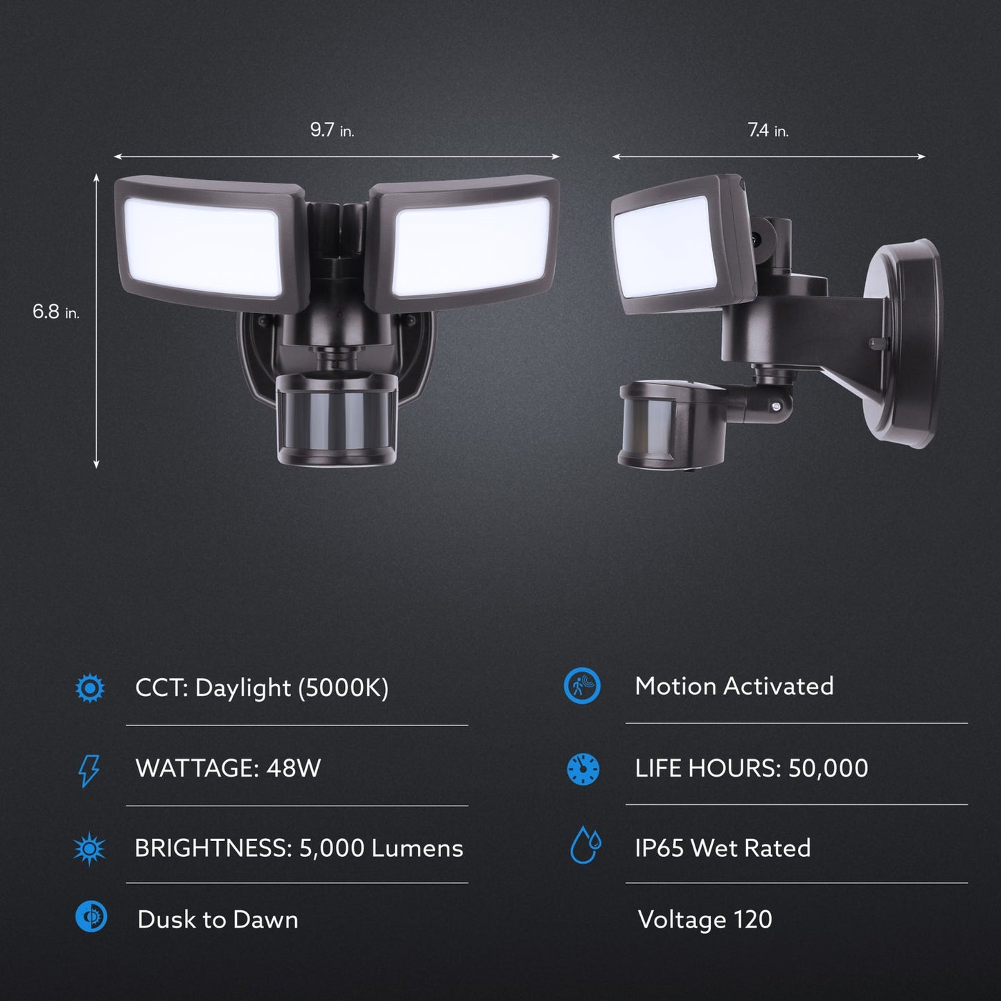 Feit Electric S10.5DFL/850/MOT/BZ 10.5 in. Bronze LED Flood Light with Motion Sensor