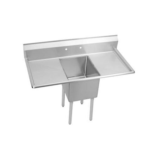 Elkay S1C18X18-2-18X Dependabilt Stainless Steel 54" x 23-13/16" x 43-3/4" 18 Gauge One Compartment Sink w/ 18" Left and Right Drainboards and Stainless Steel Legs