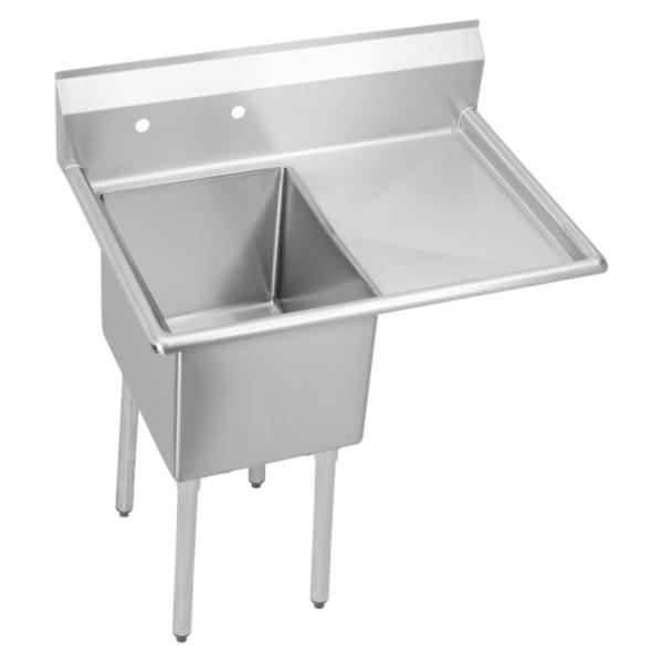 Elkay SE1C18X18-R-18X Dependabilt Stainless Steel 38-1/2" x 23-13/16" x 43-3/4" 18 Gauge One Compartment Sink w/ 18" Right Drainboard and Stainless Steel Legs
